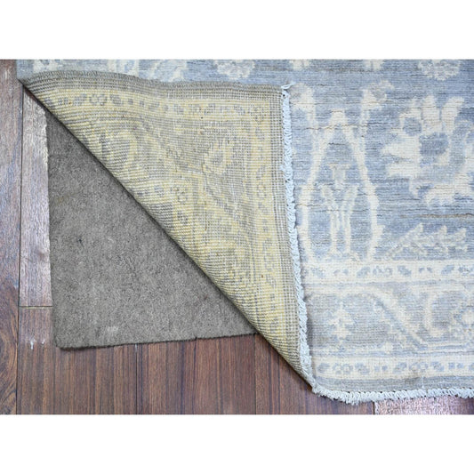 Oushak And Peshawar Wool Hand Knotted Rug Grey Gray 2.10X9.9 -O088587