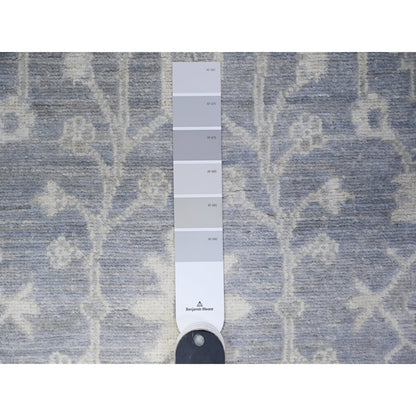 Oushak And Peshawar Wool Hand Knotted Rug Grey Gray 2.10X9.9 -O088587