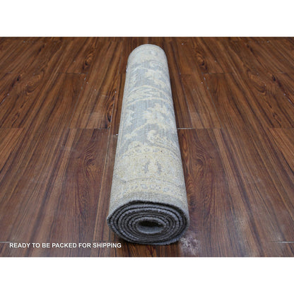 Oushak And Peshawar Wool Hand Knotted Rug Grey Gray 2.10X9.9 -O088587