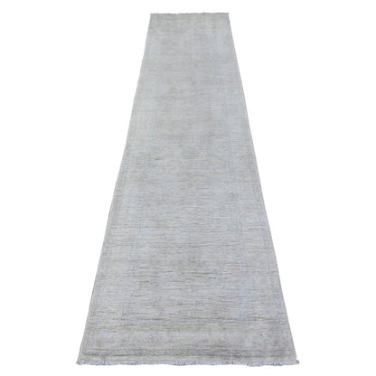 Oushak And Peshawar Wool Hand Knotted Rug Grey 2.7x11.2 -O088588