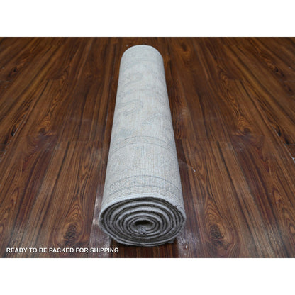 Oushak And Peshawar Wool Hand Knotted Rug Grey 2.7x11.2 -O088588