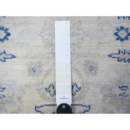 Oushak And Peshawar Wool Hand Knotted Rug Ivory Gray 2.8X11.10 -O088589
