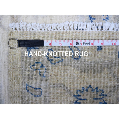 Oushak And Peshawar Wool Hand Knotted Rug Ivory Gray 2.8X11.10 -O088589