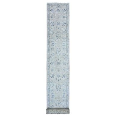 Oushak And Peshawar Wool Hand Knotted Rug Ivory 2.6x19.5 -O088592