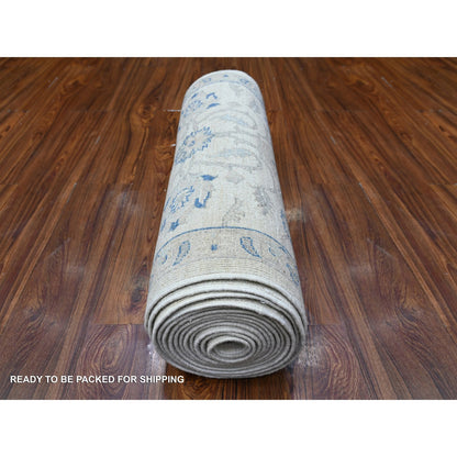 Oushak And Peshawar Wool Hand Knotted Rug Ivory 2.6x19.5 -O088592