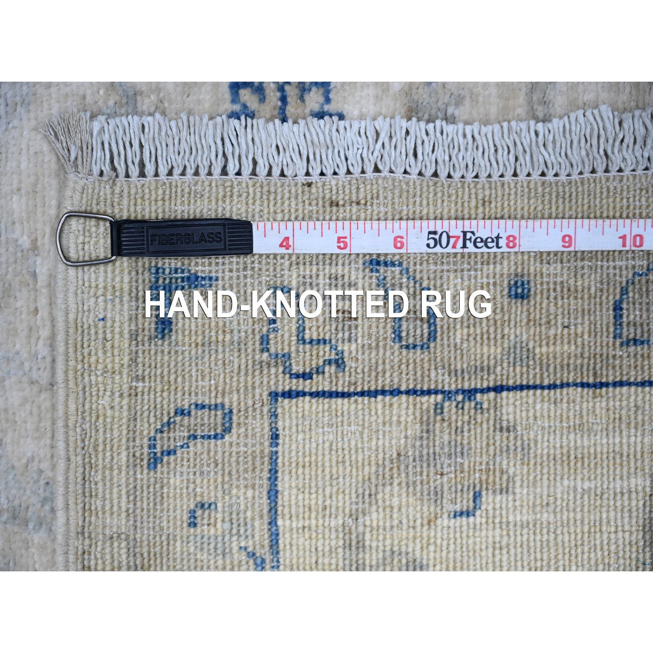 Ivory 2'6" x 19'5" Oushak And Peshawar Hand knotted Wool Rug - Sku: O088592