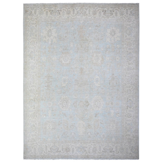 Oushak And Peshawar Wool Hand Knotted Rug Ivory Ivory 8.10X12.0 -O088593