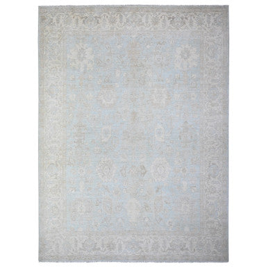 Oushak And Peshawar Wool Hand Knotted Rug Ivory Ivory 8.10X12.0 -O088593