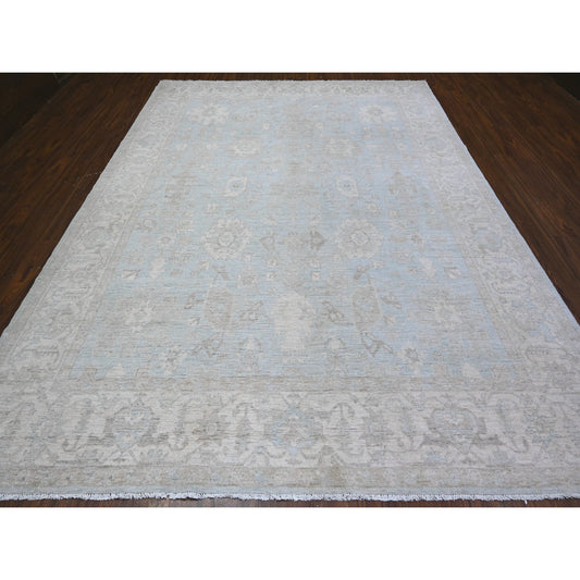 Oushak And Peshawar Wool Hand Knotted Rug Ivory Ivory 8.10X12.0 -O088593