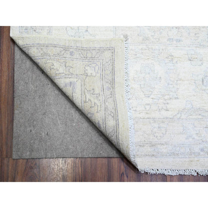 Oushak And Peshawar Wool Hand Knotted Rug Ivory White 9.7X13.10 -O088595