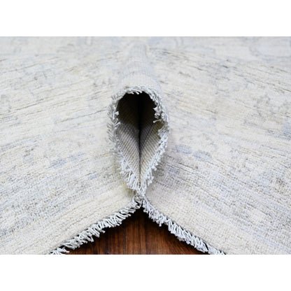 Oushak And Peshawar Wool Hand Knotted Rug Ivory White 9.7X13.10 -O088595