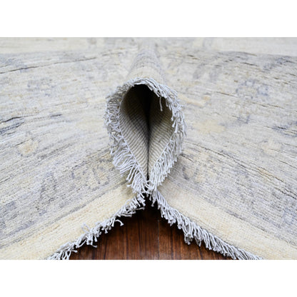 Oushak And Peshawar Wool Hand Knotted Rug Ivory Gray 9.8X13.8 -O088596