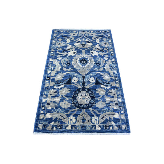 Oushak And Peshawar Wool Hand Knotted Rug Blue Blue 3.0X5.1 -O088602