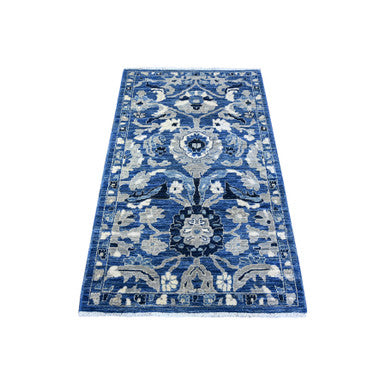 Oushak And Peshawar Wool Hand Knotted Rug Blue Blue 3.0X5.1 -O088602