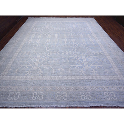 Oushak And Peshawar Wool Hand Knotted Rug Blue Blue 11.10X14.0 -O088611