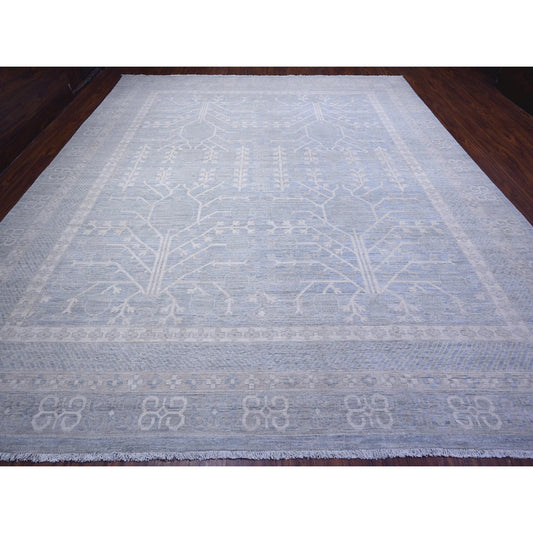 Oushak And Peshawar Wool Hand Knotted Rug Blue Blue 11.10X14.0 -O088611