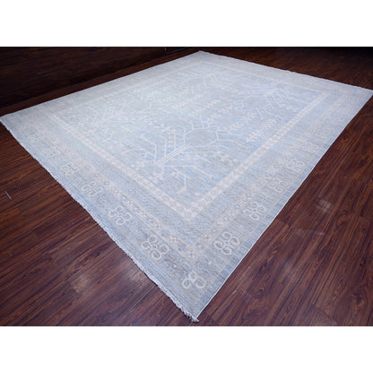 Oushak And Peshawar Wool Hand Knotted Rug Blue Blue 11.10X14.0 -O088611