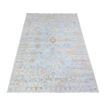 Oushak And Peshawar Wool Hand Knotted Rug Blue Blue 4.2X5.9 -O088613