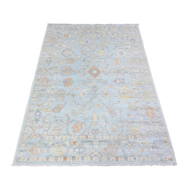 Oushak And Peshawar Wool Hand Knotted Rug Blue Blue 4.2X5.9 -O088613
