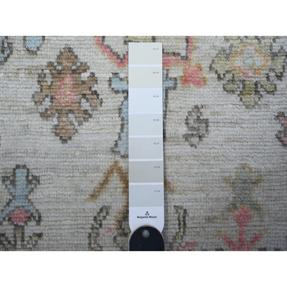 Oushak And Peshawar Wool Hand Knotted Rug Grey Gray 4.0X12.6 -O088616