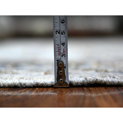 Oushak And Peshawar Wool Hand Knotted Rug Grey Pigeon Gray 3.10X9.10 -O088619