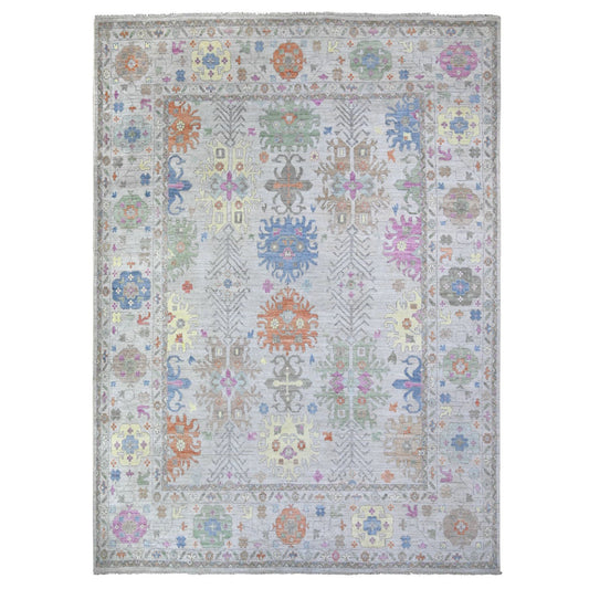 Oushak And Peshawar Wool Hand Knotted Rug Grey Gray 11.10X15.4 -O088622