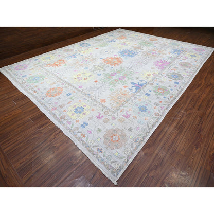 Oushak And Peshawar Wool Hand Knotted Rug Grey Gray 11.10X15.4 -O088622