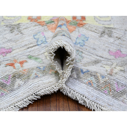 Oushak And Peshawar Wool Hand Knotted Rug Grey Gray 11.10X15.4 -O088622