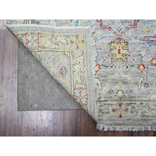 Oushak And Peshawar Wool Hand Knotted Rug Grey Accord Gray 3.1X9.11 -O088624