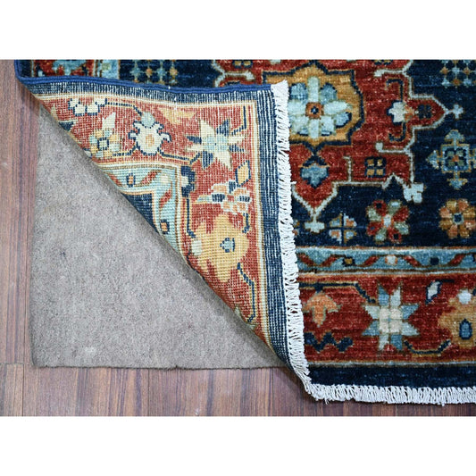 Oushak And Peshawar Wool Hand Knotted Rug Blue Fire Brick Red 2.6X6.1 -O088625
