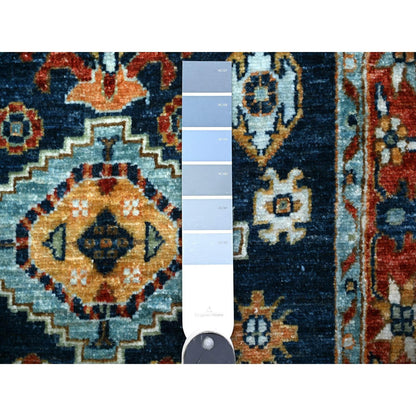 Oushak And Peshawar Wool Hand Knotted Rug Blue Fire Brick Red 2.6X6.1 -O088625