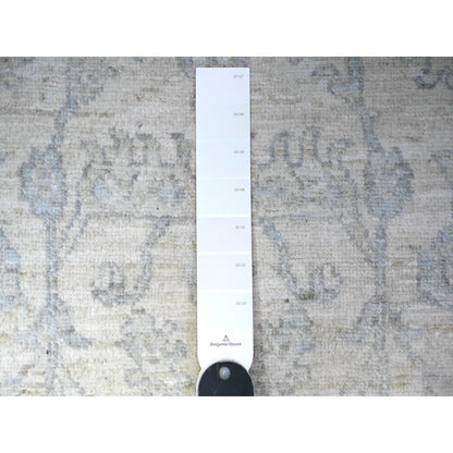 Oushak And Peshawar Wool Hand Knotted Rug Ivory White 2.5X11.8 -O088634