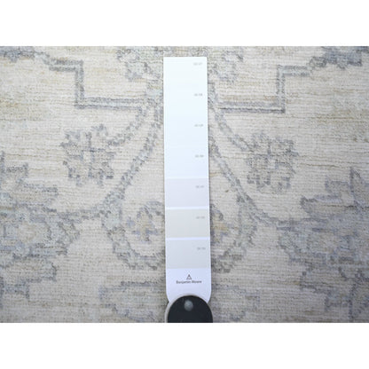 Oushak And Peshawar Wool Hand Knotted Rug Ivory White 2.5X6.0 -O088635