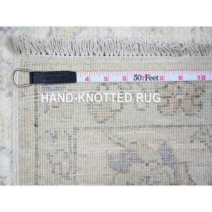 Oushak And Peshawar Wool Hand Knotted Rug Ivory White 2.5X6.0 -O088635