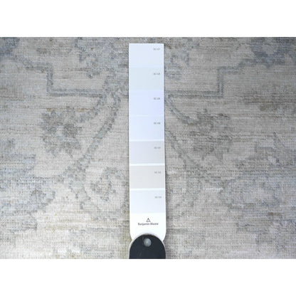Oushak And Peshawar Wool Hand Knotted Rug Ivory White 2.5X9.6 -O088637