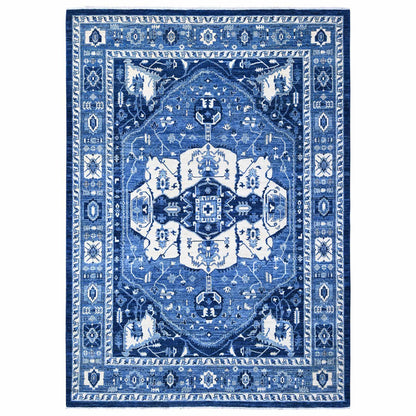 Heriz Wool Hand Knotted Rug Blue Blue 8.11X12.4 -O088644