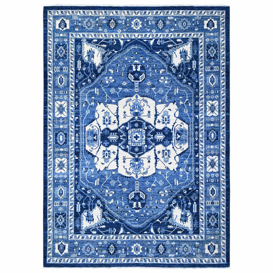 Heriz Wool Hand Knotted Rug Blue Blue 8.11X12.4 -O088644