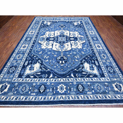 Heriz Wool Hand Knotted Rug Blue Blue 8.11X12.4 -O088644