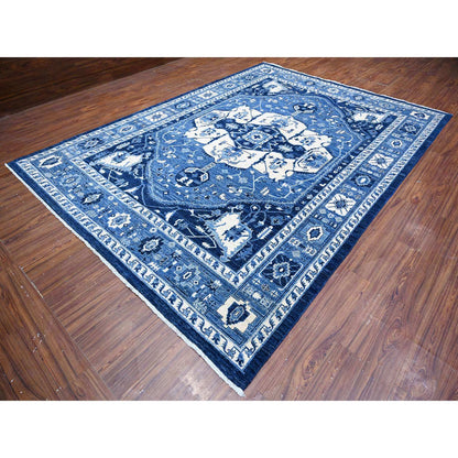 Heriz Wool Hand Knotted Rug Blue Blue 8.11X12.4 -O088644