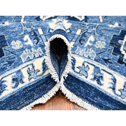 Heriz Wool Hand Knotted Rug Blue Blue 8.11X12.4 -O088644