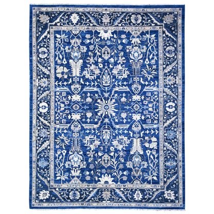 Oushak And Peshawar Wool Hand Knotted Rug Blue Navy Blue 8.11X11.7 -O088646