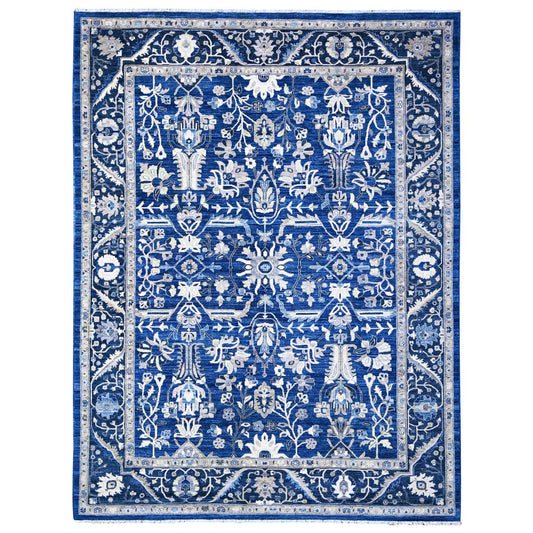 Oushak And Peshawar Wool Hand Knotted Rug Blue Navy Blue 8.11X11.7 -O088646