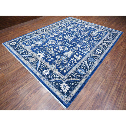 Oushak And Peshawar Wool Hand Knotted Rug Blue Navy Blue 8.11X11.7 -O088646