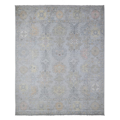 Oushak And Peshawar Wool Hand Knotted Rug Grey Silver Chalice Gray 8.3X10.0 -O088649