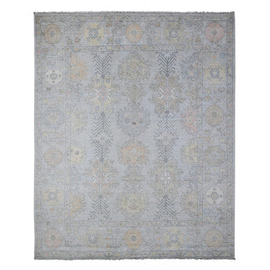 Oushak And Peshawar Wool Hand Knotted Rug Grey Silver Chalice Gray 8.3X10.0 -O088649