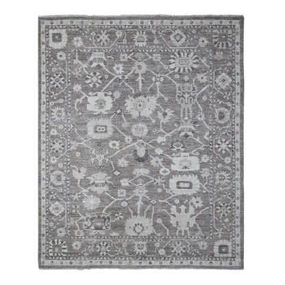 Oushak And Peshawar Wool Hand Knotted Rug Grey Gray 8.1X9.9 -O088650