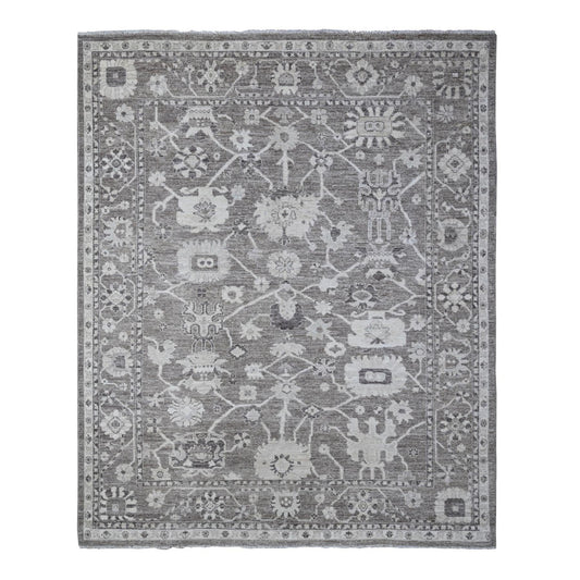 Oushak And Peshawar Wool Hand Knotted Rug Grey Gray 8.1X9.9 -O088650