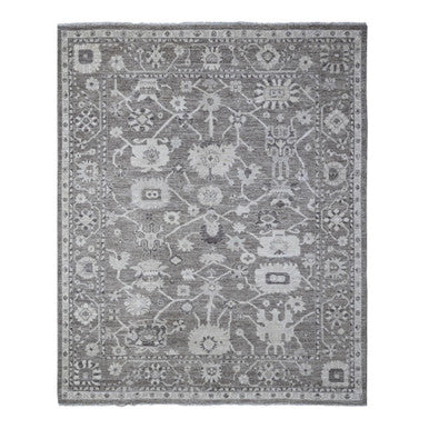 Oushak And Peshawar Wool Hand Knotted Rug Grey Gray 8.1X9.9 -O088650