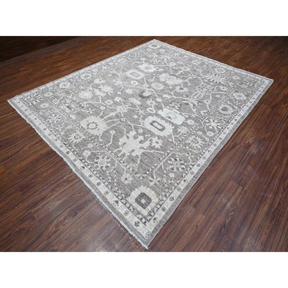 Oushak And Peshawar Wool Hand Knotted Rug Grey Gray 8.1X9.9 -O088650