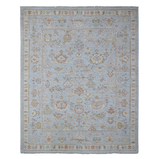 Oushak And Peshawar Wool Hand Knotted Rug Blue Blue 8.4X10.2 -O088653